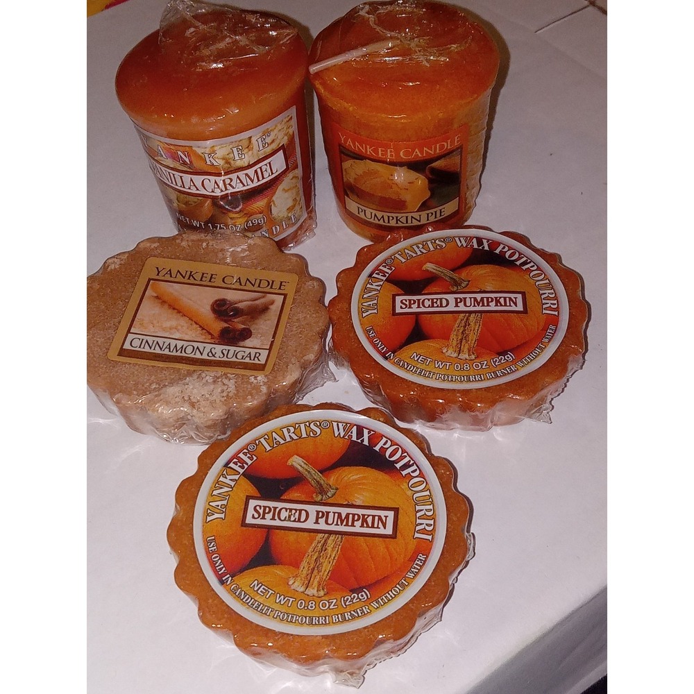 Yankee Candle 3 Wax Potpourri Melts Tarts 2 Votive Candles Pumpkin Fall Harvest